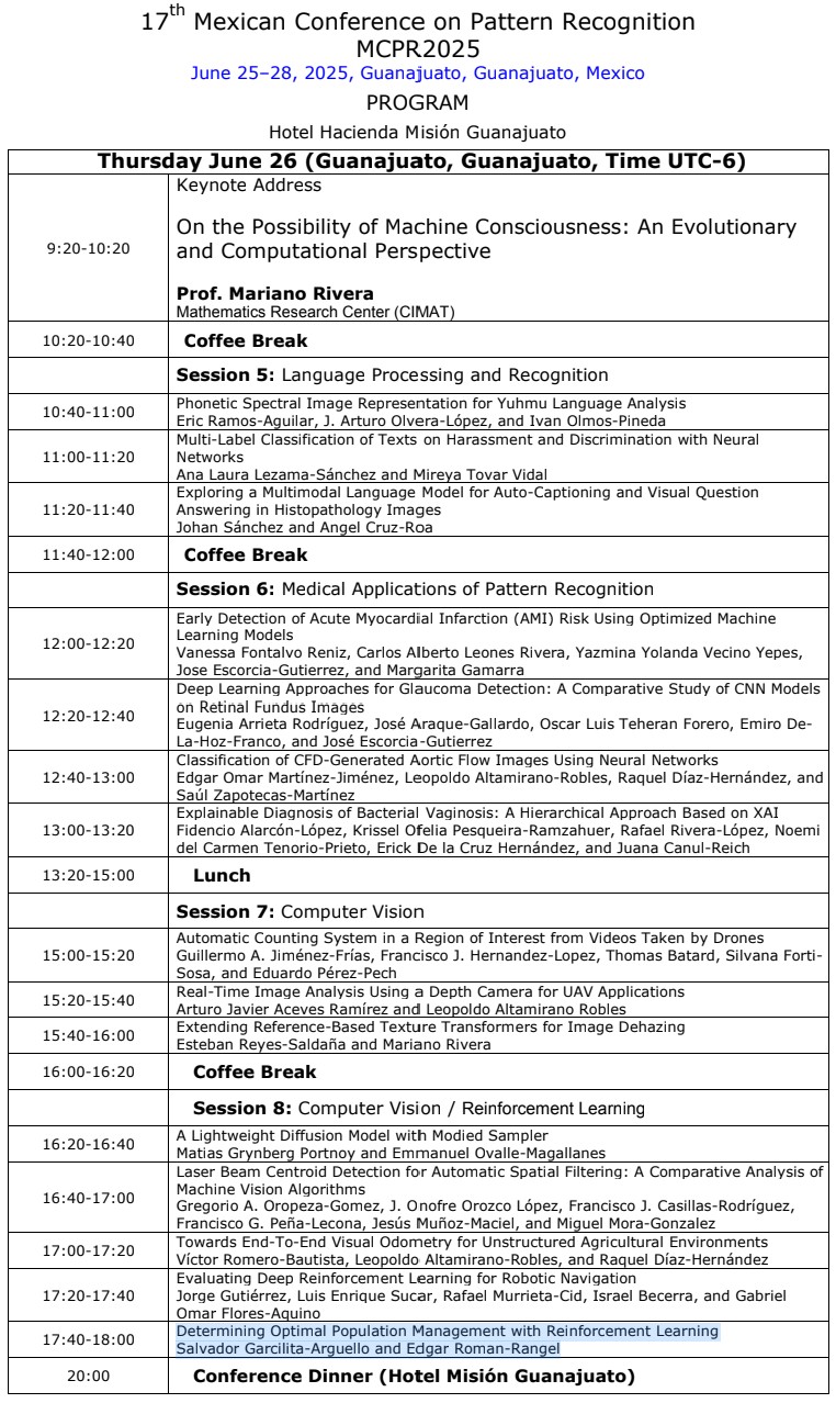 Programa del día de las conferencias que se presentaron